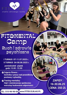 Elbląg 🌟 FIT CAMP dla dzieci i młodzieży 10-16 lat – RUCH i ZDROWIE PSYCHICZNE 🌟Zajęcia fitness