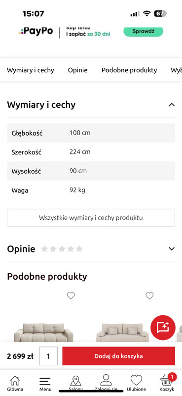 Elbląg Sprzedam nową beżową i nie rozpakowaną kanapę Firmy BRW z powodu zmiany koncepcji na narożnik. Cena w sklepie