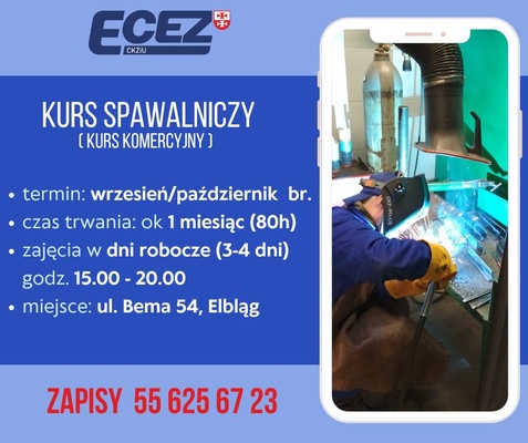 Elbląg 📚 Elbląskie Centrum Edukacji Zawodowej zaprasza na kursy spawalnicze! 🚀Komercyjne kursy