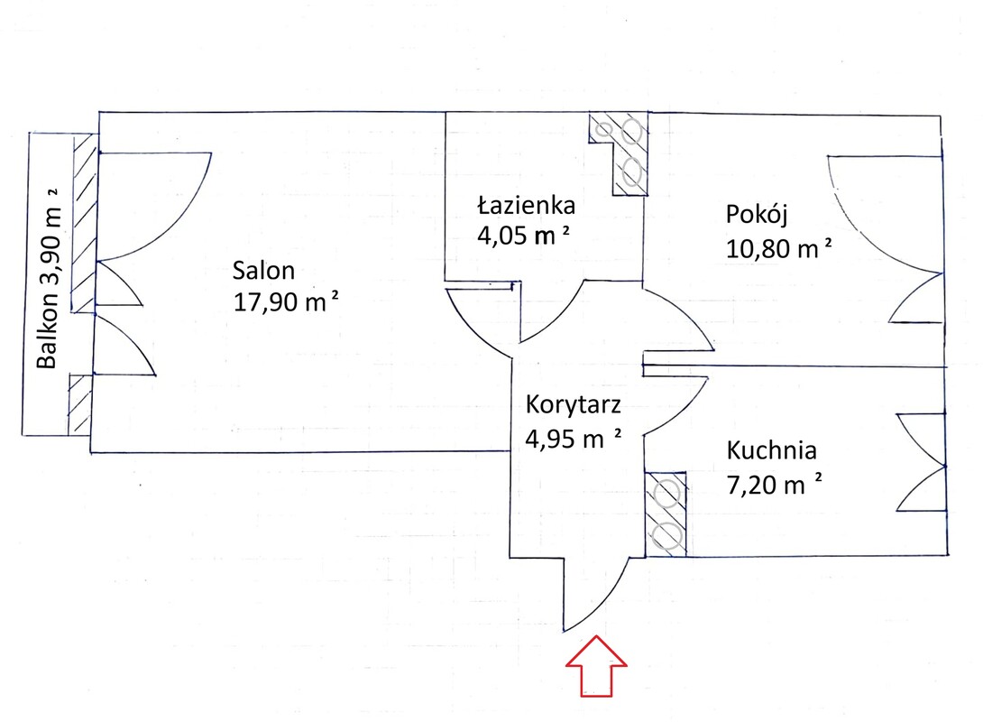 Elbląg Mieszkanie 2 pokojowe 47 m2 w świetnej lokalizacji w centrum Elbląga* duży salon* balkon* oddzielna kuchnia*