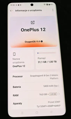 Elbląg Używany telefon OnePlus 12 w kolorze czarnym z pojemnością 16/1 TB. Kupiony w TraidingShenzhen w zeszłym roku w