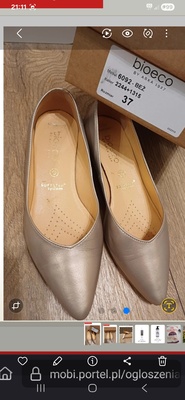 Elbląg SPRZEDAM NOWE SKÓRZANE BUTY DAMSKIE BALERINY, MARKI BIOECO BY ARKA, ROZMIAR 37 NA SZCZUPŁĄ STOPĘ