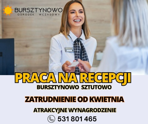 Elbląg Zatrudnimy osoby do pracy na recepcji