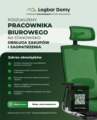 Elbląg POSZUKUJEMY PRACOWNIKA BIUROWEGO NA STANOWISKO OBSŁUGA ZAKUPÓW I ZAOPATRZENIA