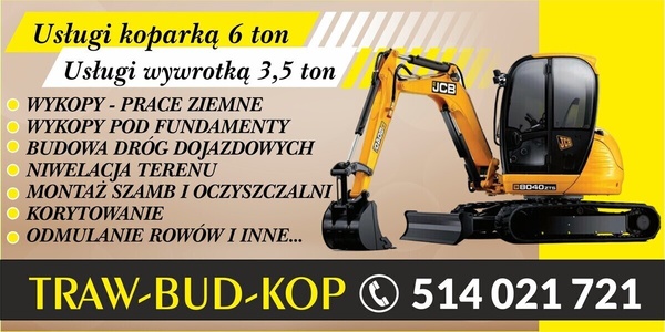 Elbląg Oferuję Usługi Transportowe Auto Lawetą, Koparką JCB 6 Ton 8052 oraz Wywrotką 3.5T. Usługa Transportowa
