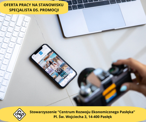 Elbląg Specjalista ds. promocji, social mediów i strony internetowejMiejsce pracy: Pasłęk, Stowarzyszenie „