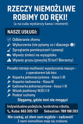 Elbląg Czyszczenie posesji domow hal garaży pownic strychów 
Wyburzenia rozbiórka wszystkich konstrukcji.