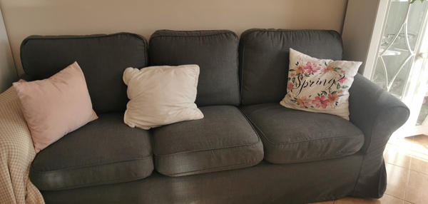 Elbląg Sprzedam komplet wypoczynkowy IKEA Ektorp. Stan bardzo dobry, sofa trzyosobowa, fotel i podnóżek - siedzisko.