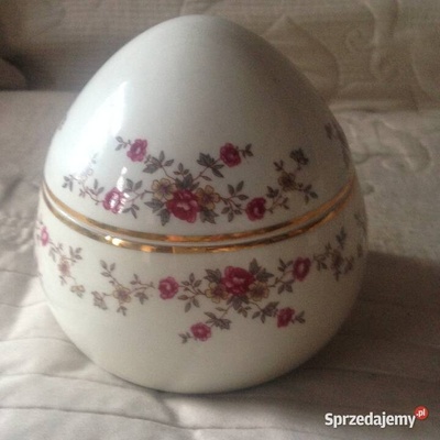 Elbląg PORCELANOWE  JAJO OGROMNE SYGNOWANE ĆMIELÓW obwód 40 cm, wys.13,śred.9
POJEMNIK  NP. NA CUKIER CZY MĄKĘ.
