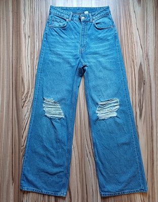 Elbląg Jeansy H&M rozmiar 38 na ok. 170 cm, wysoki stan szeroka nogawka, stan idealny jak nowe
