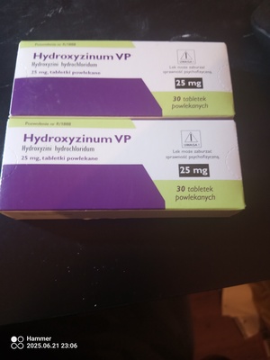 Elbląg Sprzedam 2 opakowania hydroksyzyny 25 mg (po 30 tabletek). Cena 100 zł za 2.