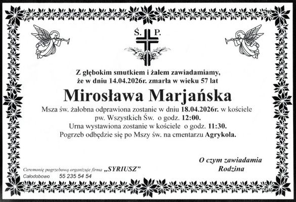 Elbląg Z głębokim żalem przyjęliśmy wiadomość o śmierci Mirosławy Marjańskiej r. wieloletniej dyrektor ECUS w Elblągu