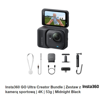 Elbląg Sprzedam Insta360 GO Ultra Creator Bundle + Insta360 Mic Air Na sprzedaż kompletny zestaw Insta360 GO Ultra