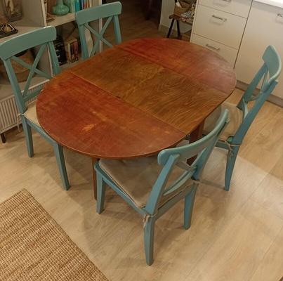 Elbląg Na sprzedaż 4  drewniane krzesła Ingolf Ikea. Stan do odnowienia