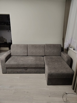Elbląg Sprzedam narożnik z funkcją spania, kolor szary, kupiony około roku temu u prywatnego sprzedawcy na zamówienie.