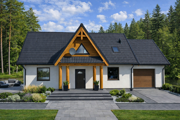 Elbląg DOM DREWNIANY JEDNORODZINNY ECOHOUSE II- Z GARAŻEMJesteśmy firmą zajmującą się produkcją domów drewnianych