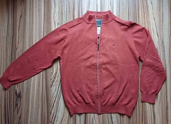 Elbląg Sweter męski CASAMODA rozpinany, 100% bawełna, rozmiar L, logowony zamek, wyszywane logo z przodu, stan bardzo