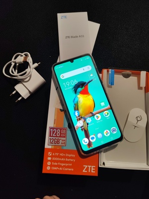 Elbląg Sprzedam Zadbany Telefon ZTE Blade A55 w komplecie z pudełkiem, etui, ładowarką z kablem, igłą do tacki sim