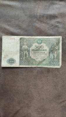 Elbląg Sprzedam banknot 500 zł z 1946 roku. Przedmiot pochodzi z moich prywatnych zbiorów. Stan zachowania: Banknot