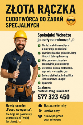Elbląg ZŁOTA RĄCZKA -NAPRAWY DOMOWE -REMONTY MIESZKAŃ /DOMÓW