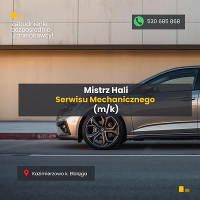 Elbląg Mechanik - Mistrz Hali Serwisu Mechanicznego (m/k)