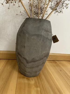 Elbląg Nowy szary wazon drewno paulowania 100zł, nowa makrama wełniana 130zł