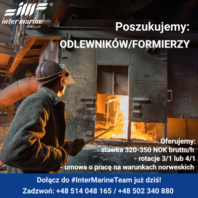 Elbląg Poszukujemy Odlewników/Technologów Odlewnictwa/Formierzy na projekt w Norwegii 