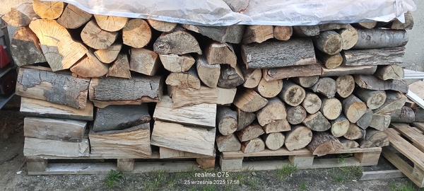 Elbląg Sprzedam drewno kominkowe dostępne 2 m połupane na 42 45 cm Buk grab jesion cena 300 zł za metr transport