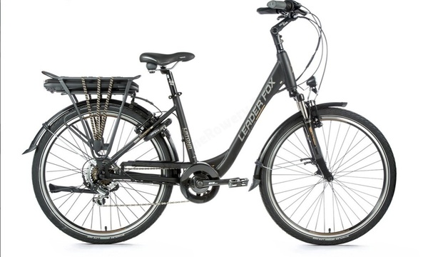 Elbląg Sprzedam 5.letni rower elektryczny Leader Fox Latona, koła 26&rdquo; , rama 16,5&rdquo; , czarny mat/złoty.