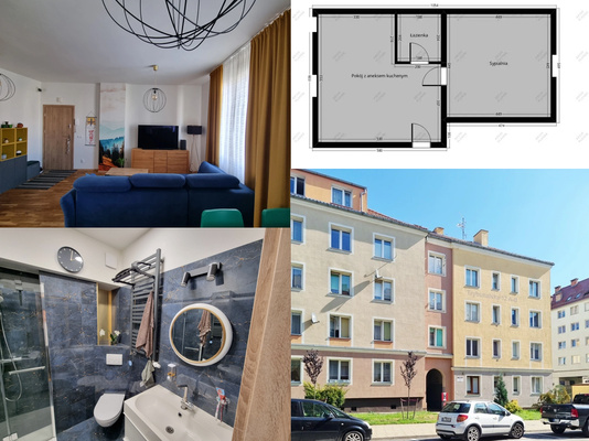 Elbląg Umeblowane, 2 pokoje (duża sypialnia + salon z aneksem), doskonała lokalizacja: centrum miasta, ul. Trybunalska