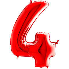 Balon Foliowy Cyfra "4" Czerwona 102 cm Balon Foliowy Cyfra "4" Czerwona 102 cm
