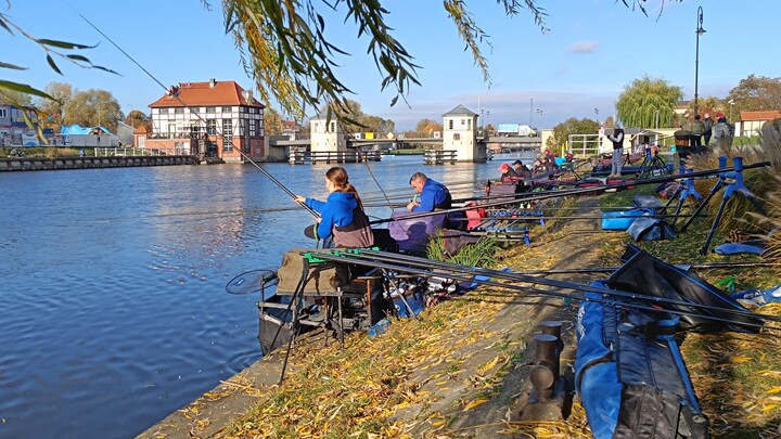 Rzeka Elbląg wciąż atrakcyjna dla wędkarzy.  (Listopad 2023)