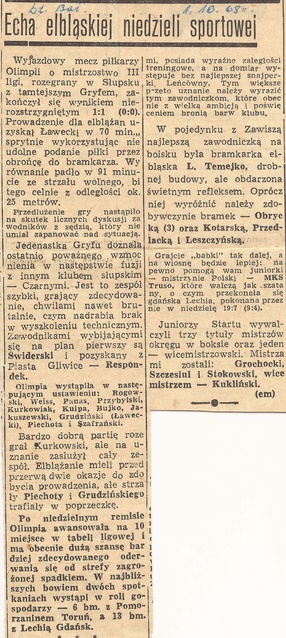 Wycinek z Dziennika Bałtyckiego, październik 1968 r.