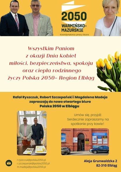 Żółte tulipany dla elblążanek od Ruchu Polska 2050 z okazji Dnia Kobiet  zdjęcie nr 257046