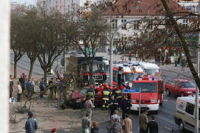 Uderzył w drzewo w centrum miasta zdjęcie nr 22360