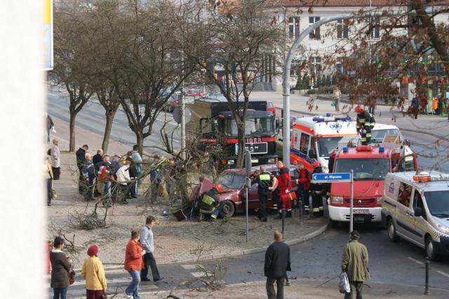 Uderzył w drzewo w centrum miasta zdjęcie nr 22358