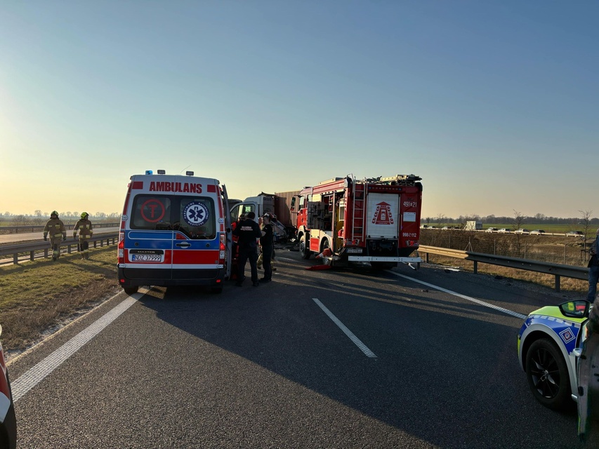 Elbląg Zderzenie ciężarówek na S7