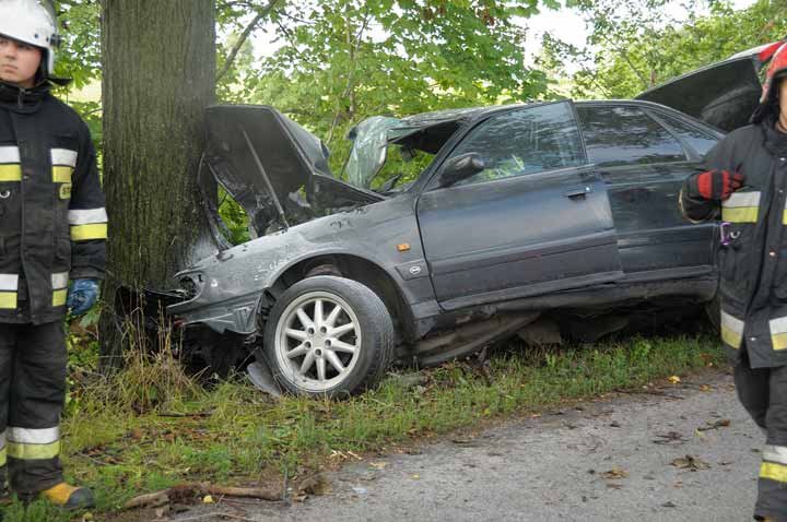 Elbląg Wypadek w Milejewie. Audi uderzyło w drzewo