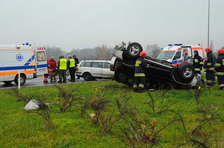 Elbląg Wypadek na zjeździe z S22