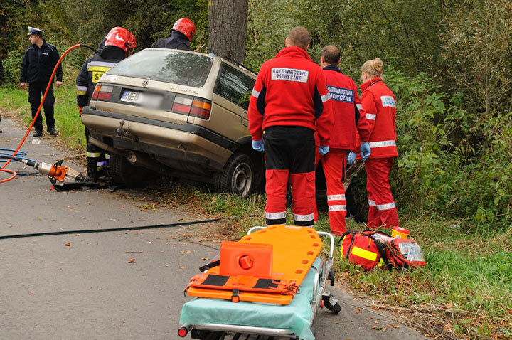 Passat uderzył w drzewo - dwie osoby ranne zdjęcie nr 49225