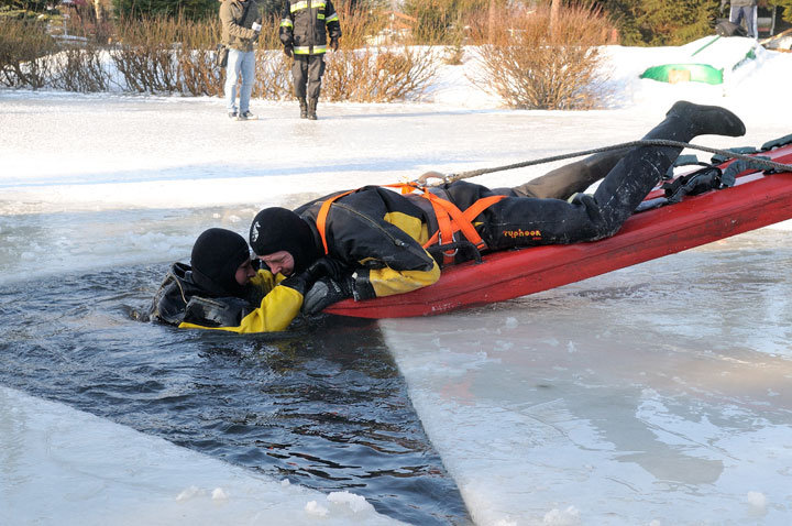 Strażackie ćwiczenia ratownictwa lodowego zdjęcie nr 52919