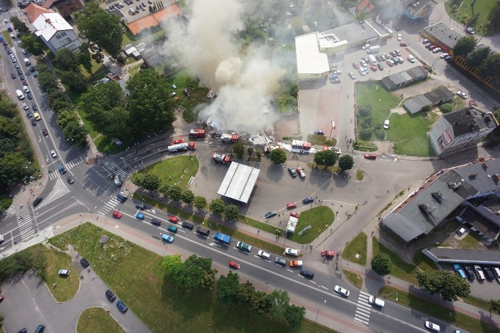 Pożar na Spockiej widziany z powietrza zdjęcie nr 59636