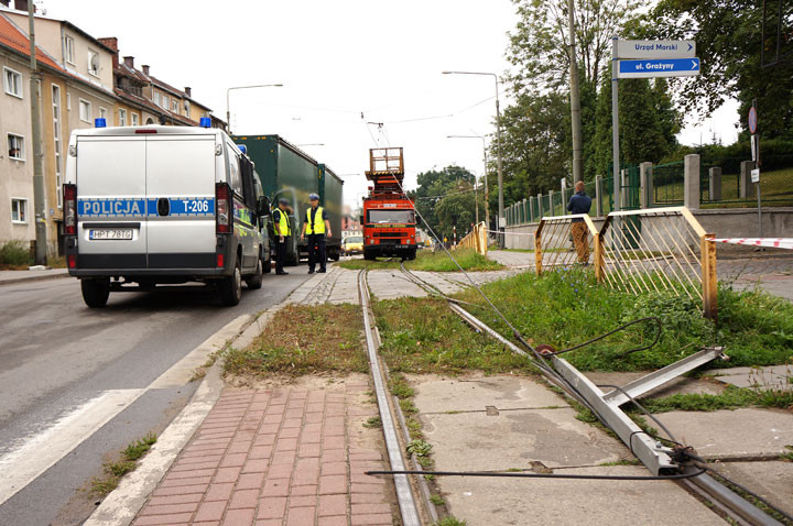 Wywrotka zerwała trakcję tramwajową zdjęcie nr 60868