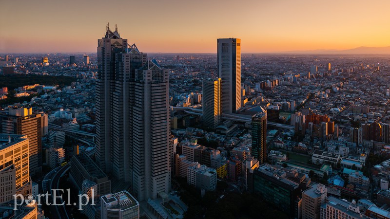 Widok z wieżowca na miasto Tokyo