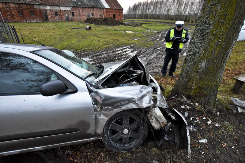 Chciał wyprzedzić, uderzył w drzewo zdjęcie nr 141419