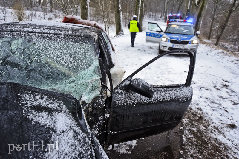 Ślisko na drogach, kobieta uderzyła w drzewo zdjęcie nr 171835
