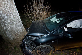 Kobieta kierująca toyotą uderzyła w drzewo