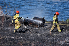 Pożar trzcinowiska, ogień strawił około 3 hektarów terenu Pożar trzcinowiska, ogień strawił około 3 hektarów terenu