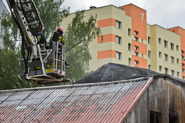 Pożar budynku usługowego na Zawadzie