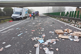Kolizja aut dostawczych na obwodnicy Elbląga, trasa była zablokowana